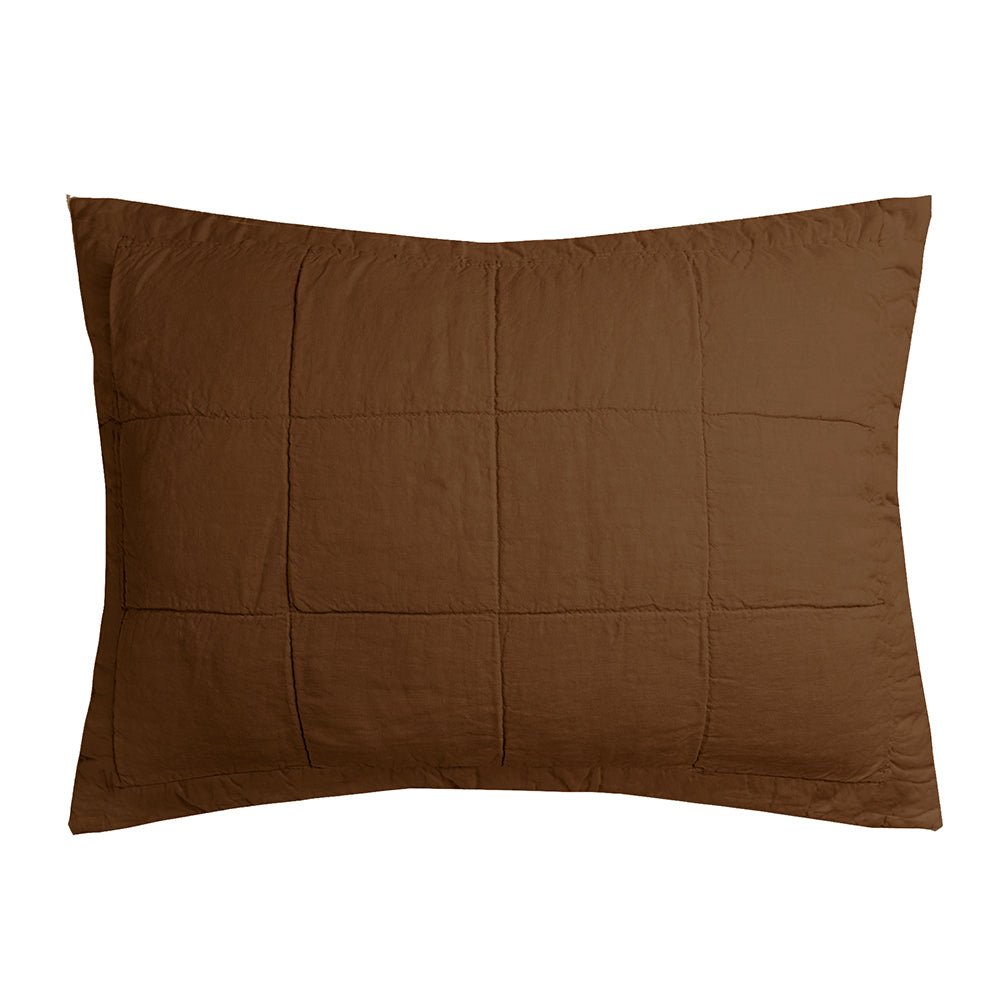 Bambury Home Living Decor Linen Quilted Pillow Sham Hazel Woven 48cm x 73cm