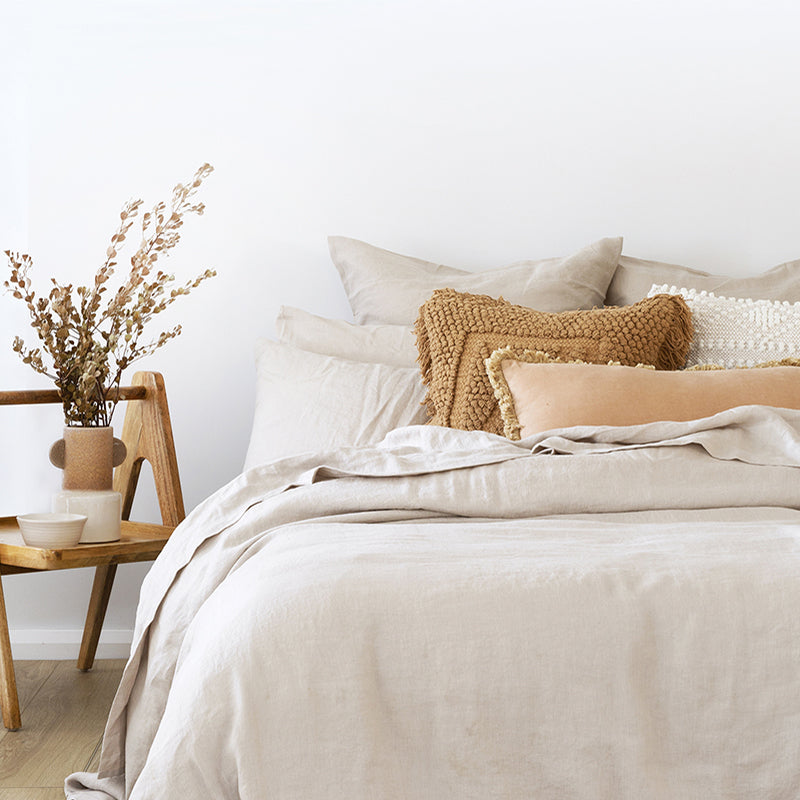 Bambury Size Queen Bed Linen Sheet Set Pebble Home Bedding w/Pillowcase Linen