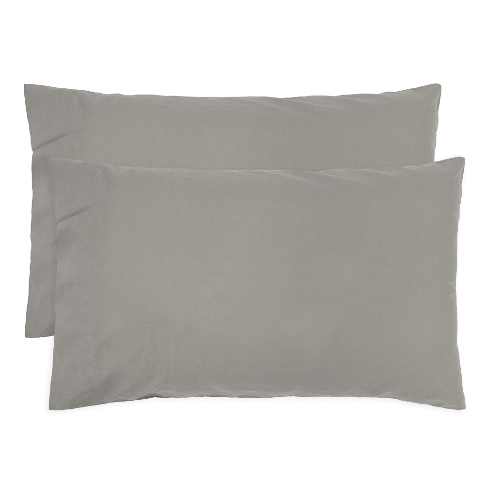 Bambury Home Decor Std Temple Organic Cotton Pillowcase Pair Grey Woven