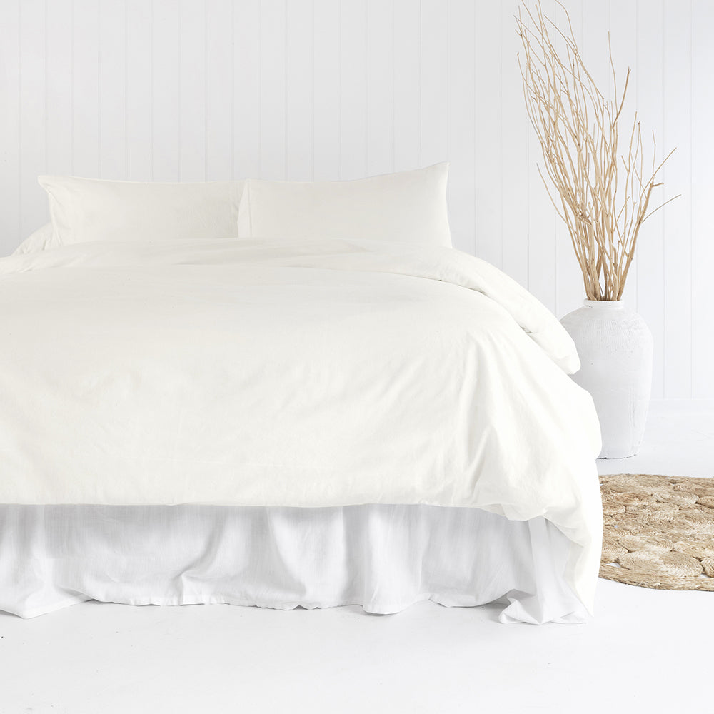Bambury Super King Bed Temple Organic Cotton Quilt Cover Set Ivory Bedding