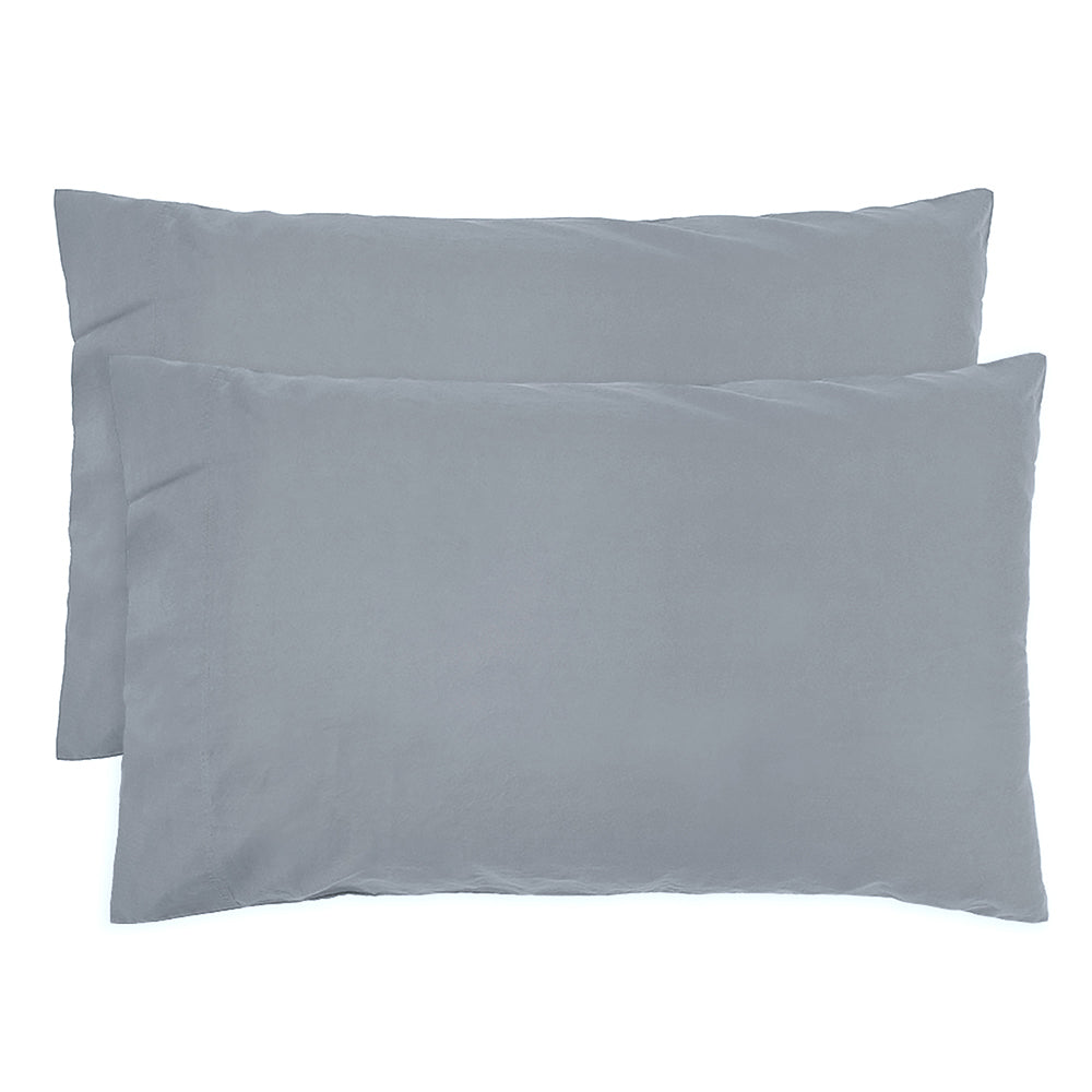 Bambury Double Bed Temple Organic Cotton Quilt Cover Set Steel Blue Bedding