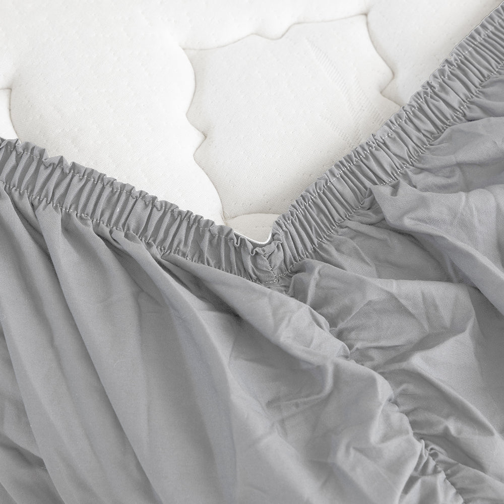 Bambury Size King Bed Tru Fit Sheet Set Silver Home Bedding w/Pillowcase Cotton