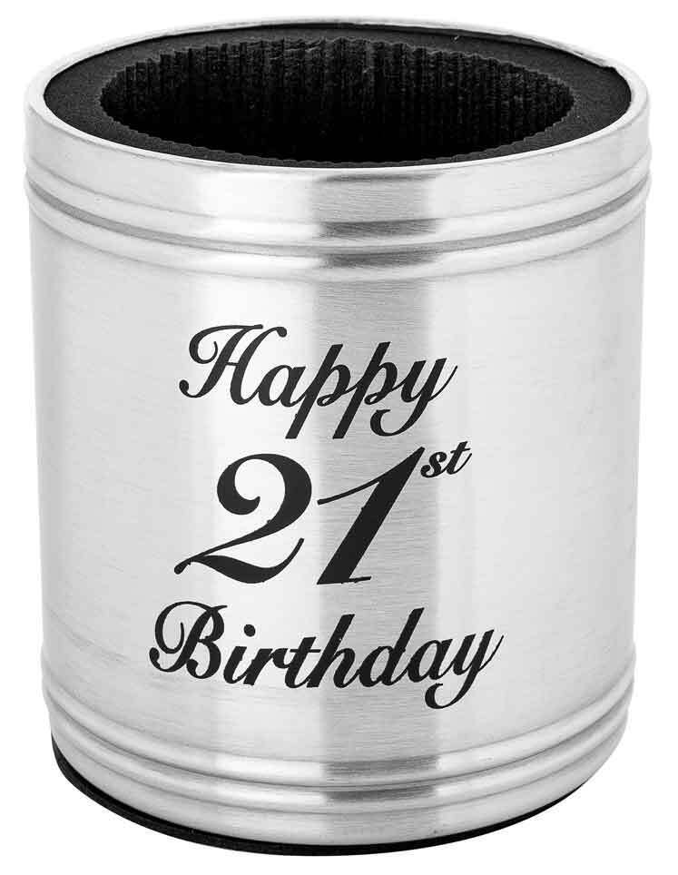 LMD Beer/Soda Can Bottle Happy 21st Birthday Stubby Holder Stainless Steel 375ml (2 Pack) — image 2