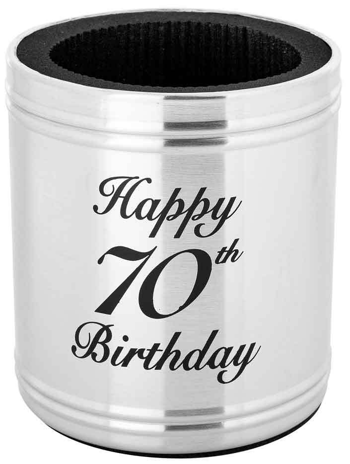 Bluesky Beer/Soda Can Bottle Happy 70th Birthday Stubby Holder Stainless Steel 375ml