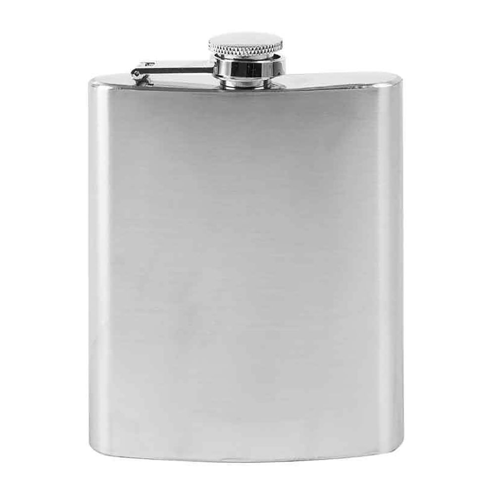 LMD Hip Drinking Stainless Steel Pocket Flask Spirits/Alcohol Matte Silver 7oz/210ml