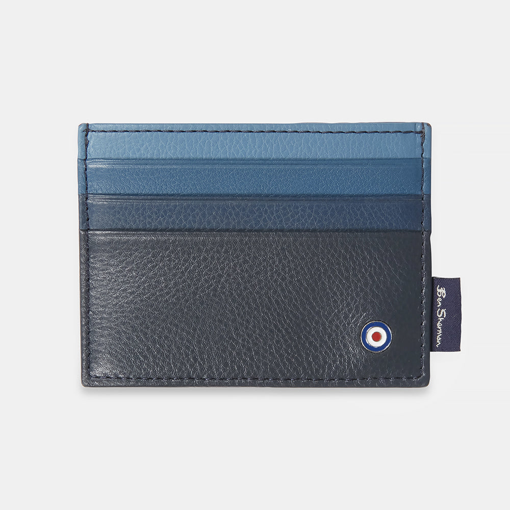 Ben Sherman 10cm Men's Leather Credit Card Wallet & Keyring Pouch Holder Blue