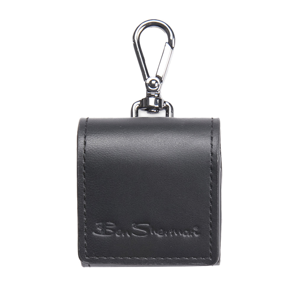 Ben Sherman Men's Leather Earbud Case Holder Protection For Apple Air Pods Black