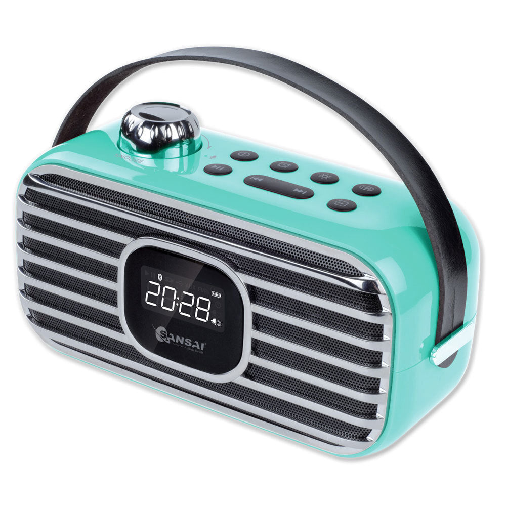 Sansai 5V Wireless FM Radio/Music Bluetooth Speaker w/ LED Alarm Clock BL