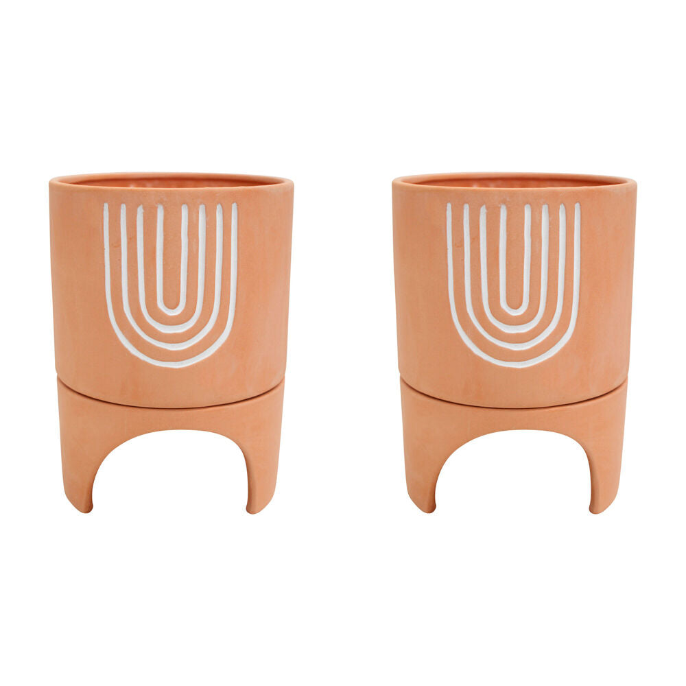 LVD Terracotta Planter Flower/Plant Pot Home/Room Garden Boho Decor 18cm (2 Pack)