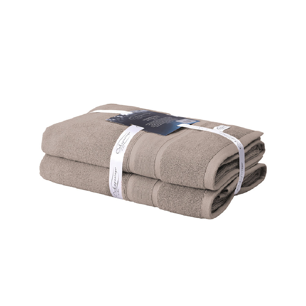 Onkaparinga Ultimate Alanya Turkish Cotton Bath Towel 550Gsm Highly Absorbant Almond (2 Pack) — image 2