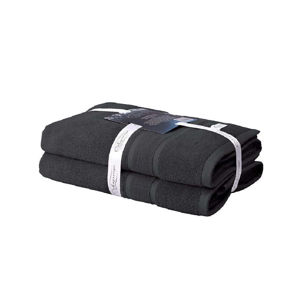 Onkaparinga Ultimate Alanya Turkish Cotton Bath Towel 550Gsm Highly Absorbant Castlerock (2 Pack) — image 2