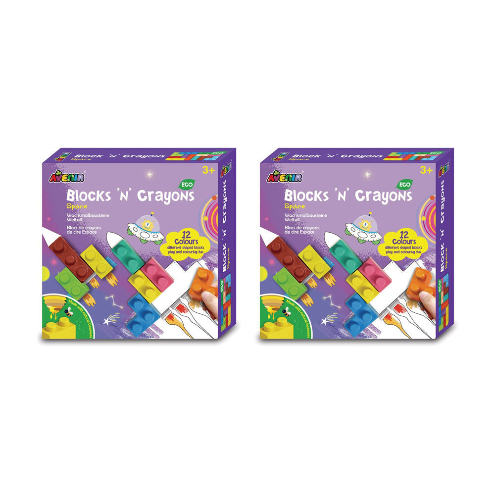 Avenir Blocks'n'Crayons Space Creative Arts/Colors Kids/Toddler Activity 3y+ (2 Pack)