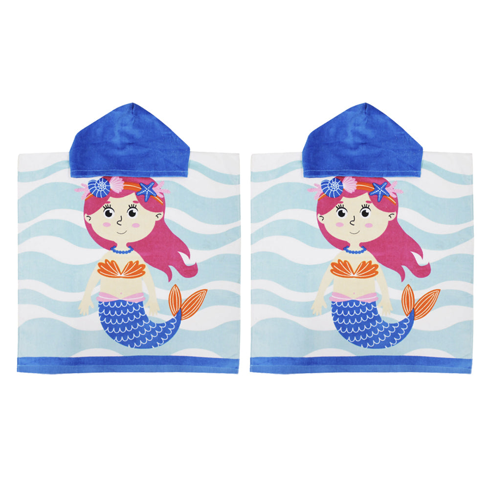 Onkaparinga Kids 60x120cm Soft Absorbent Hooded Beach/Swimming Towel Mermaid (2 Pack)