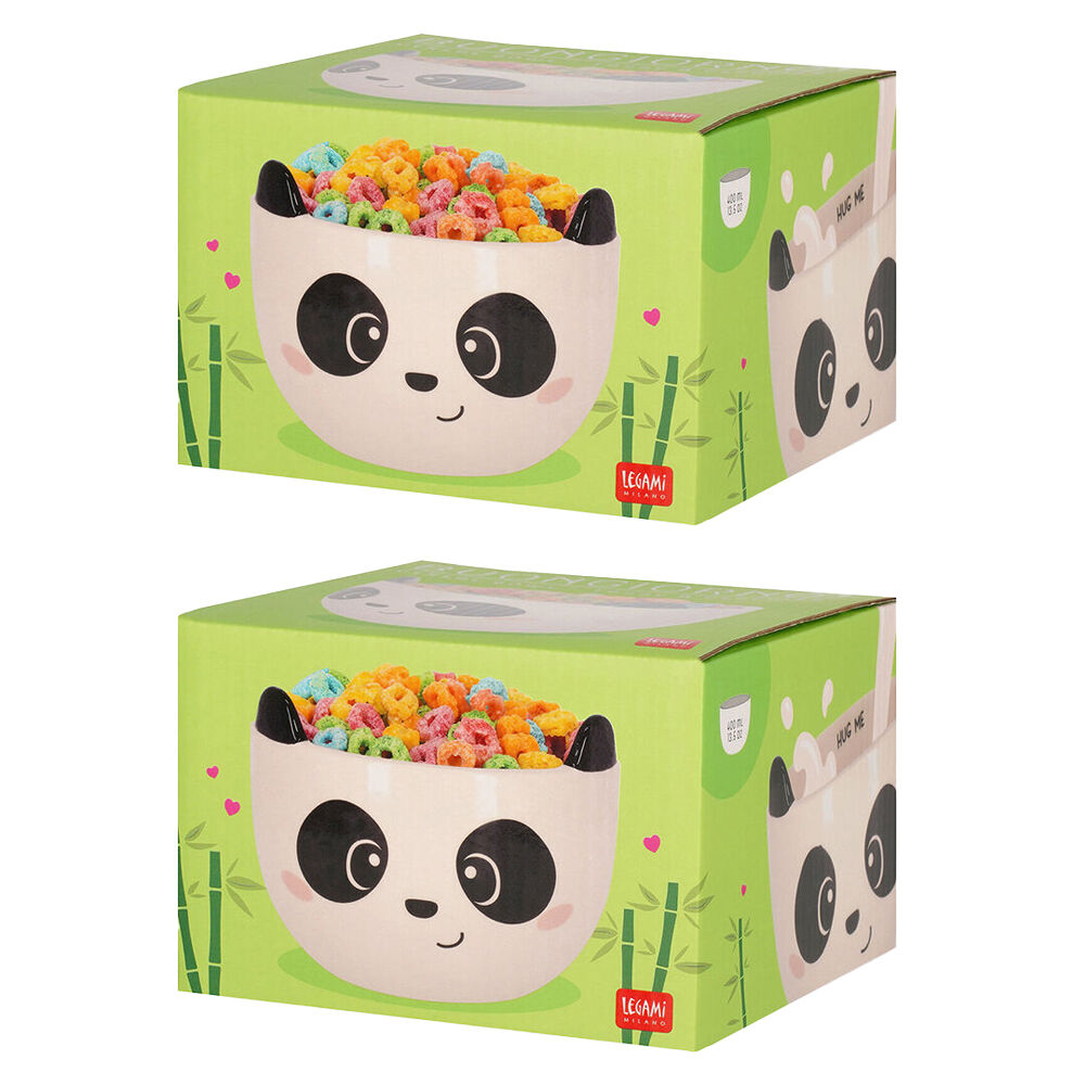 Legami Buongiorno Stoneware Cereal Bowl Children/Kids 12x9cm White Panda (2 Pack)