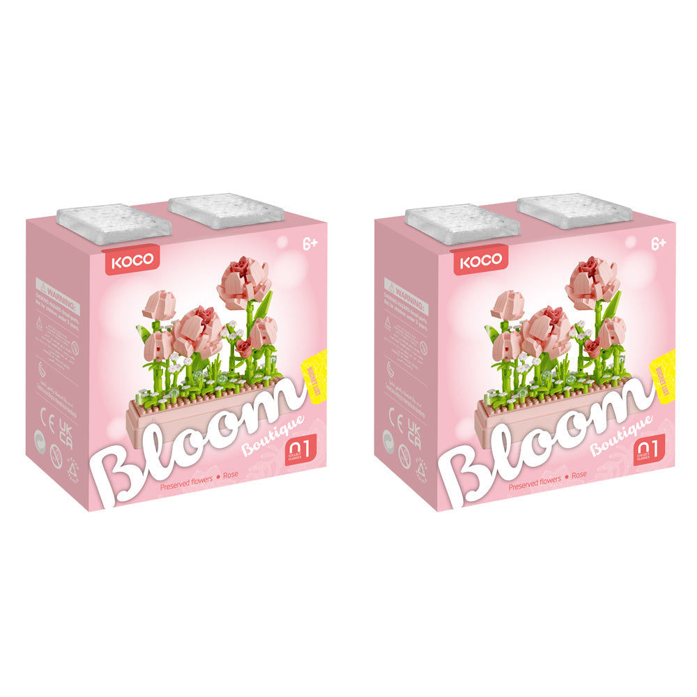 Koco 349pc Koco Preserved Fresh Flower Rose Childrens Building Bricks Play Toy 6+ (2 Pack)