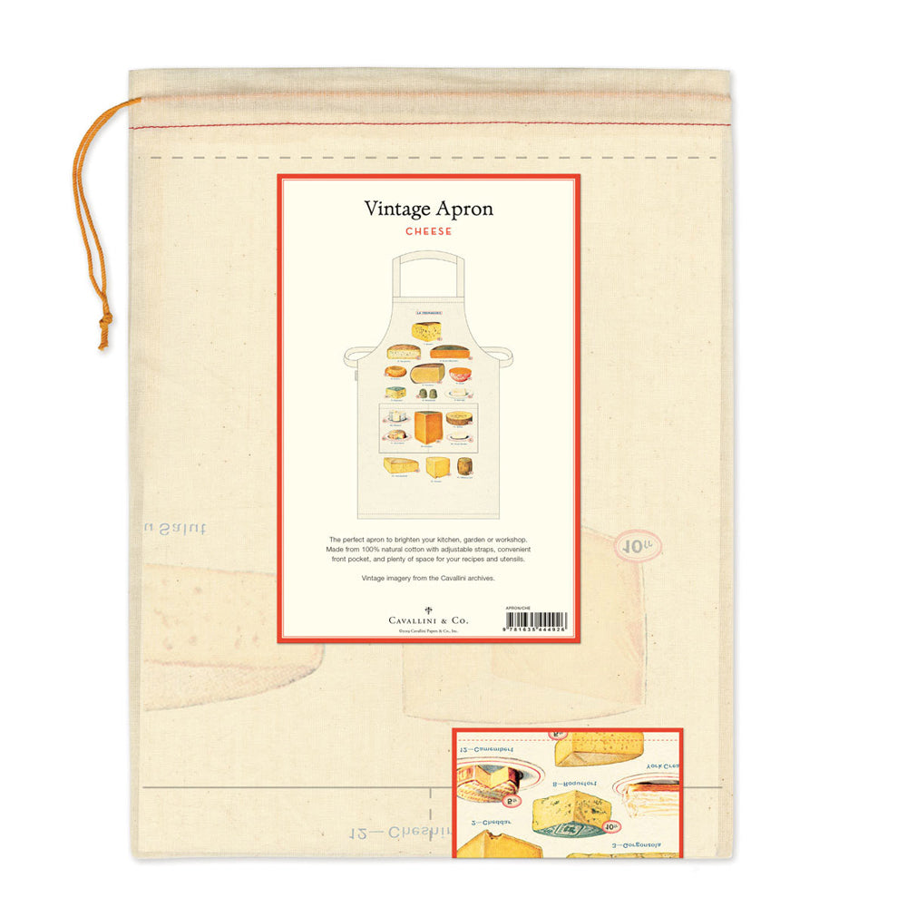 Cavallini Cotton Kitchen Cooking Apron w/ Adjustable Strap 48x80cm Cheese — image 3