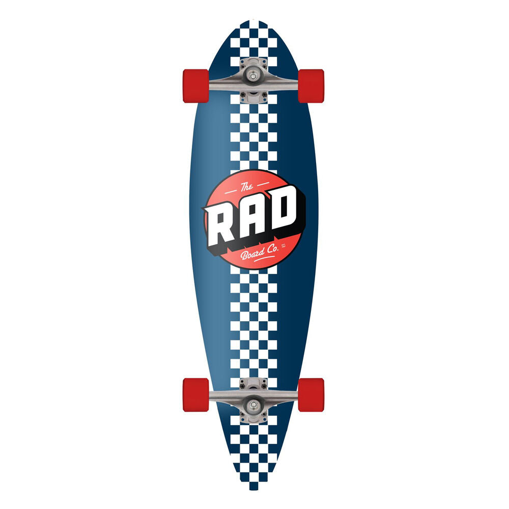 Rad Board CO 9in Complete Pintail Mini Longboard White/Navy Checker Stripe — image 2