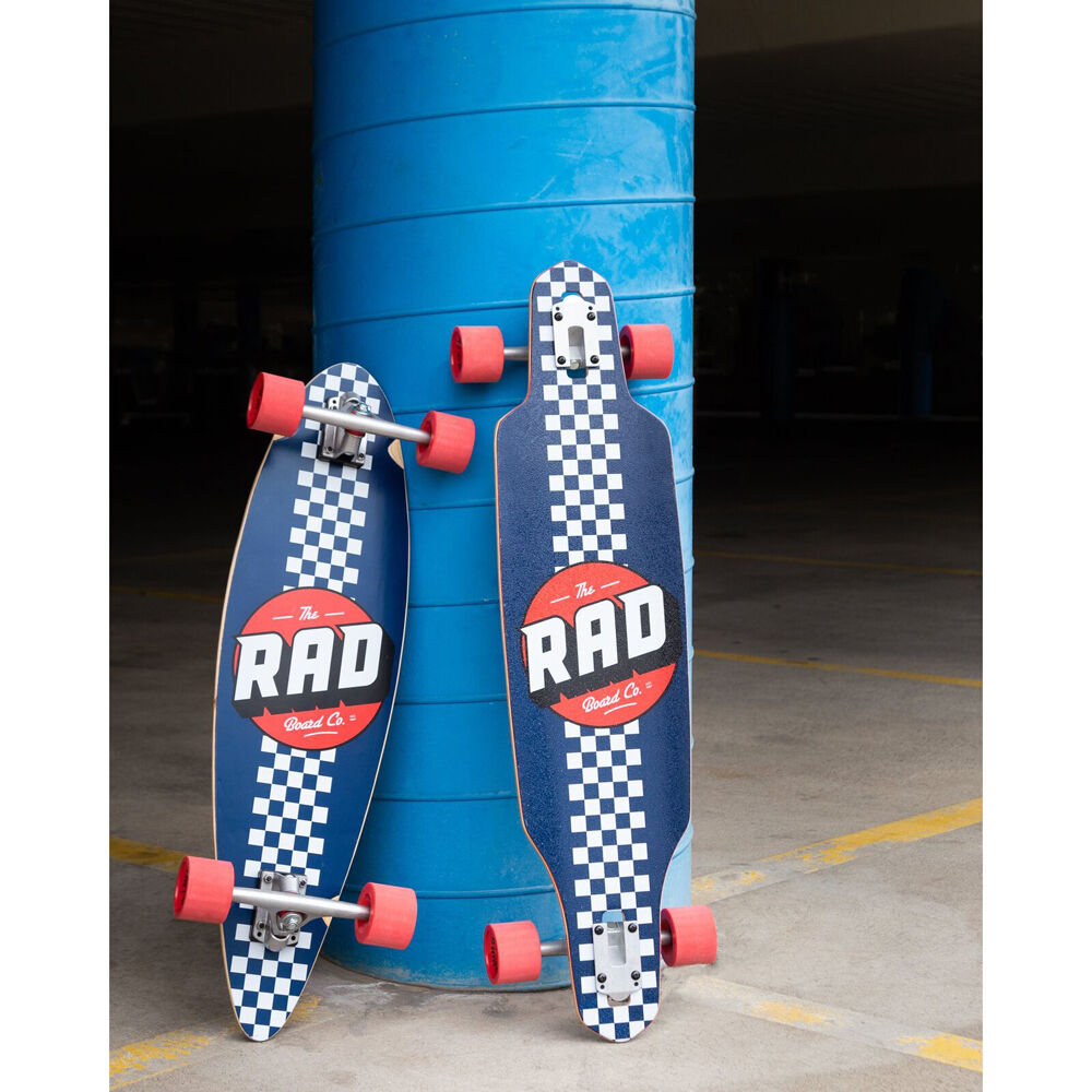 Rad Board CO 9in Complete Drop Through Longboard Navy/White Checker Stripe — image 2