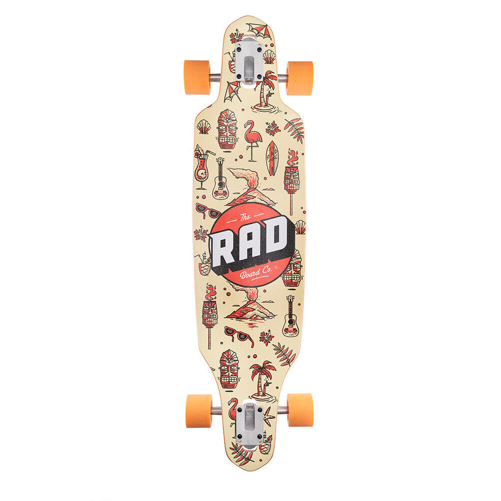 Rad Board CO Complete Drop Through Outdoor Longboard Deck Tiki Wallpaper 9in — image 3