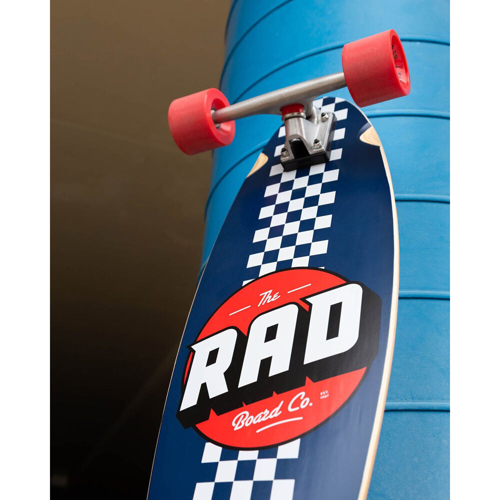 Rad Board CO Complete Pintail Mini Longboard Deck Checker Stripe Navy/White 9in — image 2