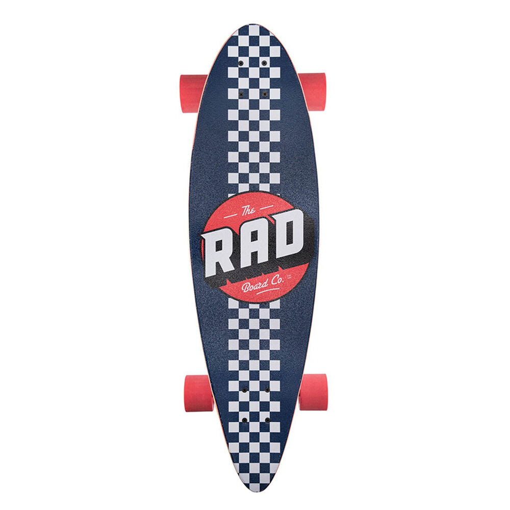 Rad Board CO Complete Pintail Mini Longboard Deck Checker Stripe Navy/White 9in — image 4
