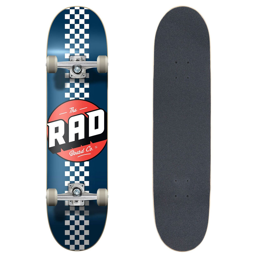 Rad Board CO Complete Skateboard Progressive Checker Stripe Navy/White 7.75in