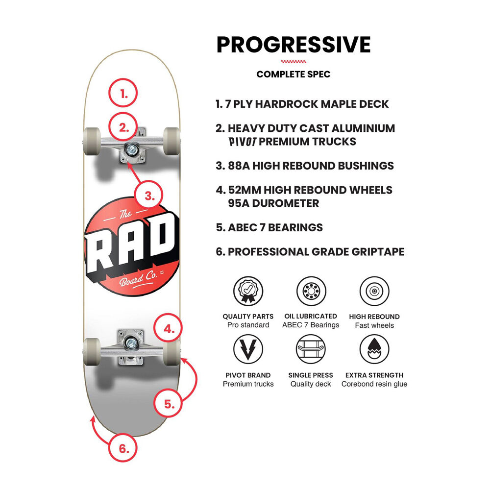 Rad Board CO Complete Skateboard Sports Deck Progressive Logo Classic Navy 8in — image 2