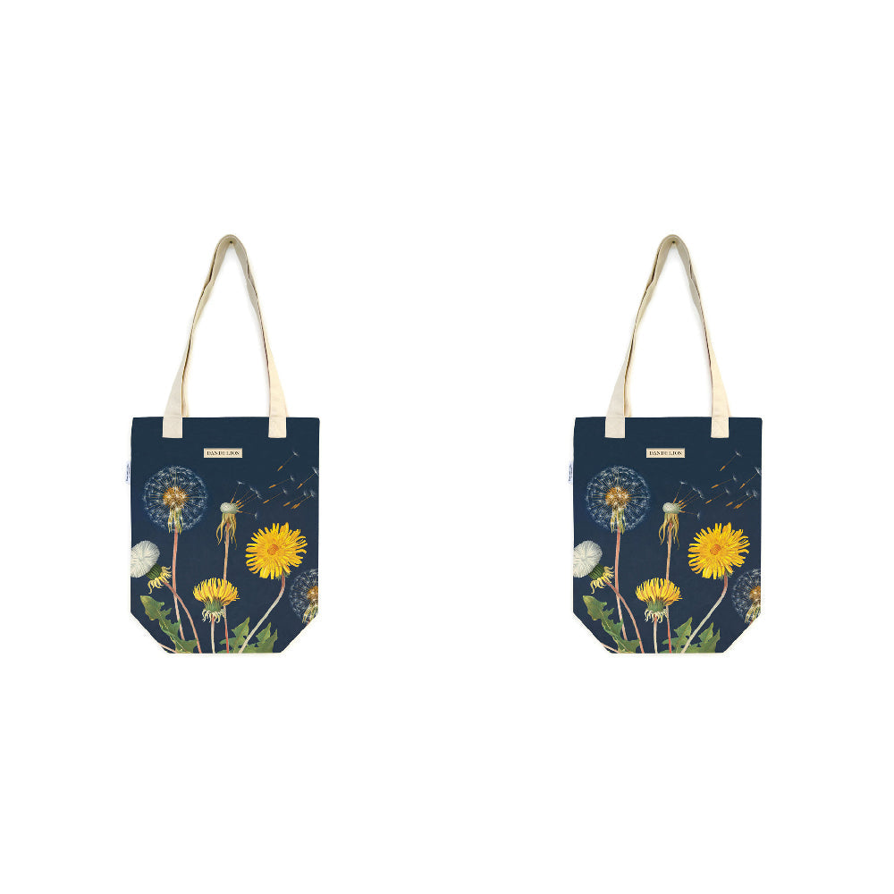 Cavallini Cotton Tote Bag Travel/Shopping Carry Handbag 33x40cm Dandelion (2 Pack)