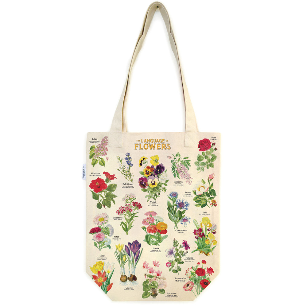 Cavallini Cotton Tote Bag Shopping Carry Handbag 33x40cm Language of Flowers