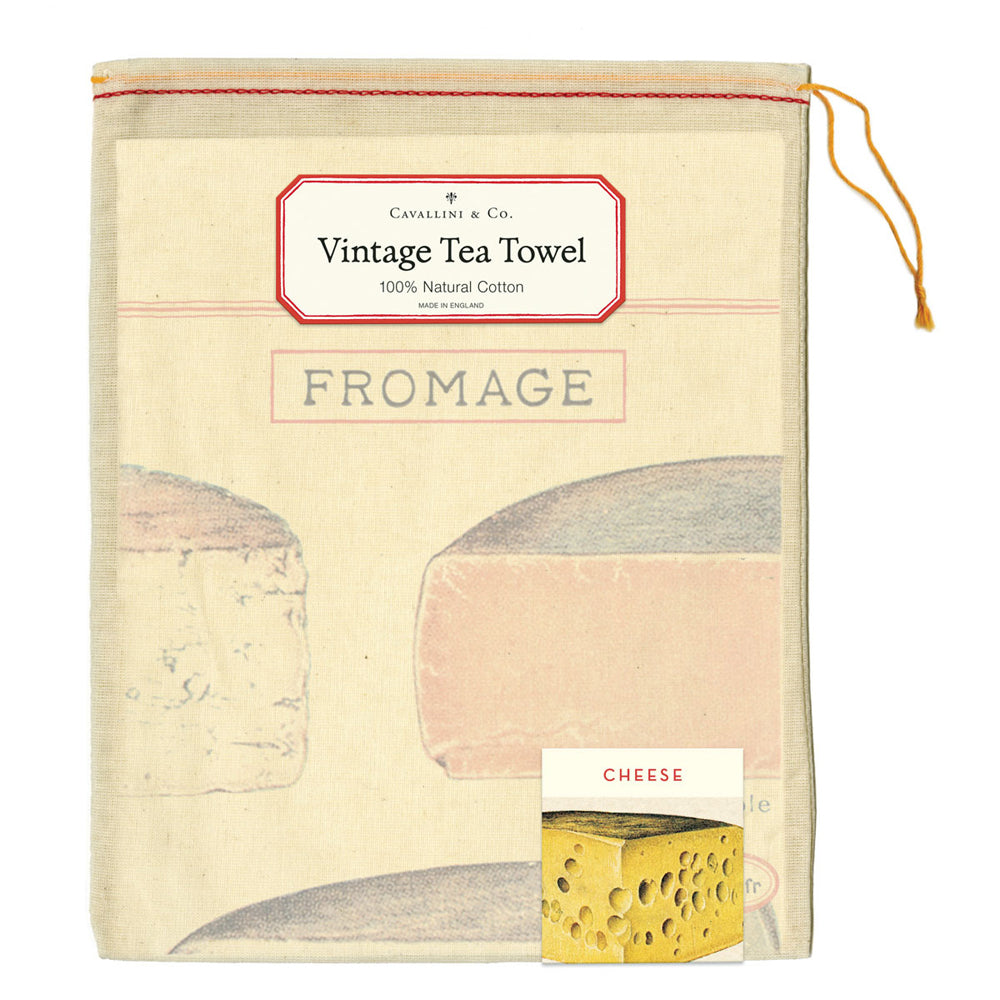 Cavallini Cotton Kitchen Tea Towel Soft Absorbent Dish Cloth 48x80cm Cheese — image 2