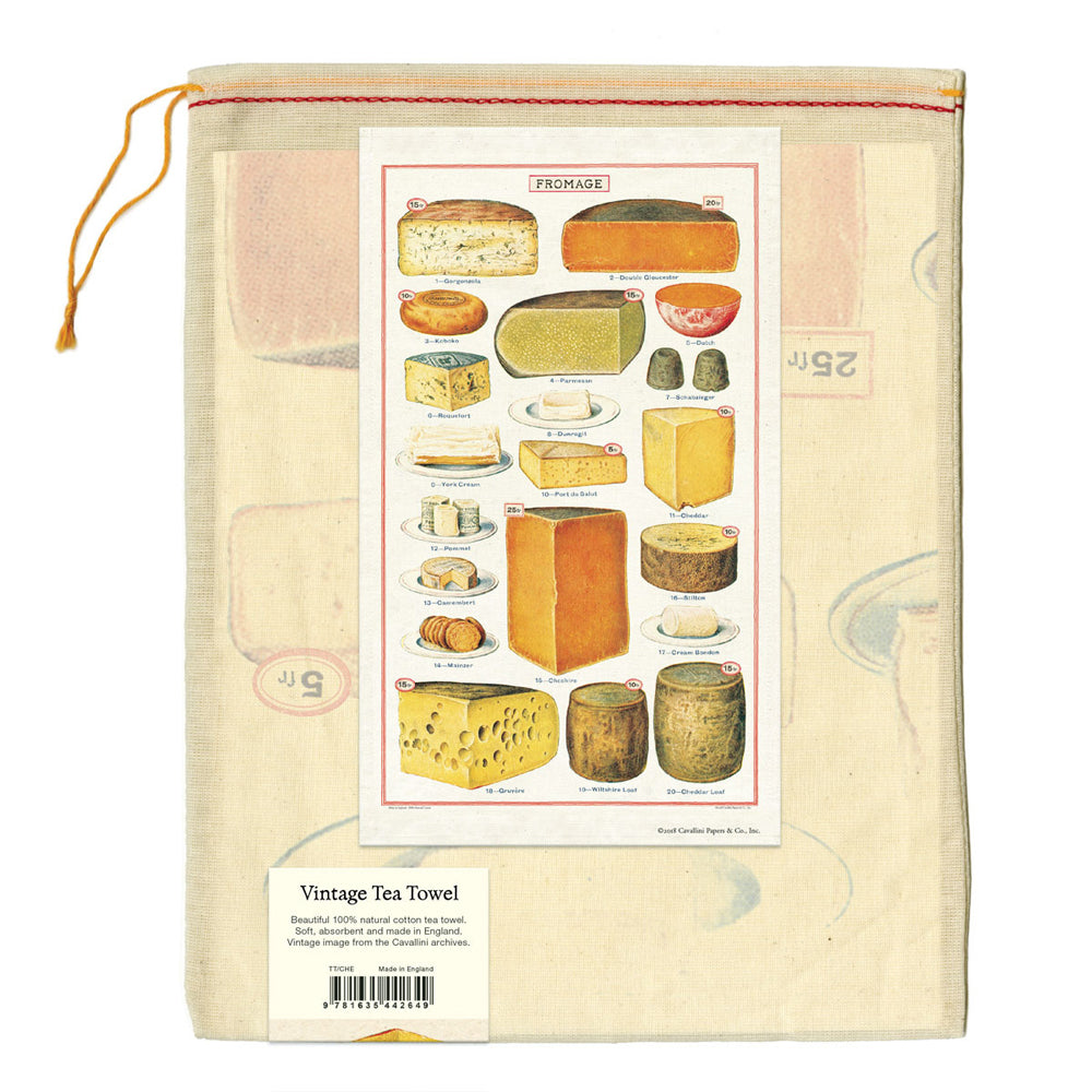 Cavallini Cotton Kitchen Tea Towel Soft Absorbent Dish Cloth 48x80cm Cheese — image 3