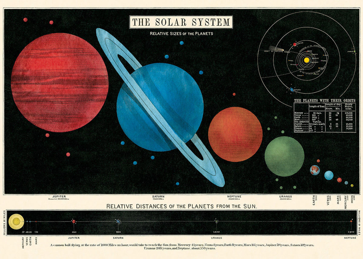 Cavallini Paper Poster Prints/Gift Wrap Wall Art Decor 70x50cm Solar System