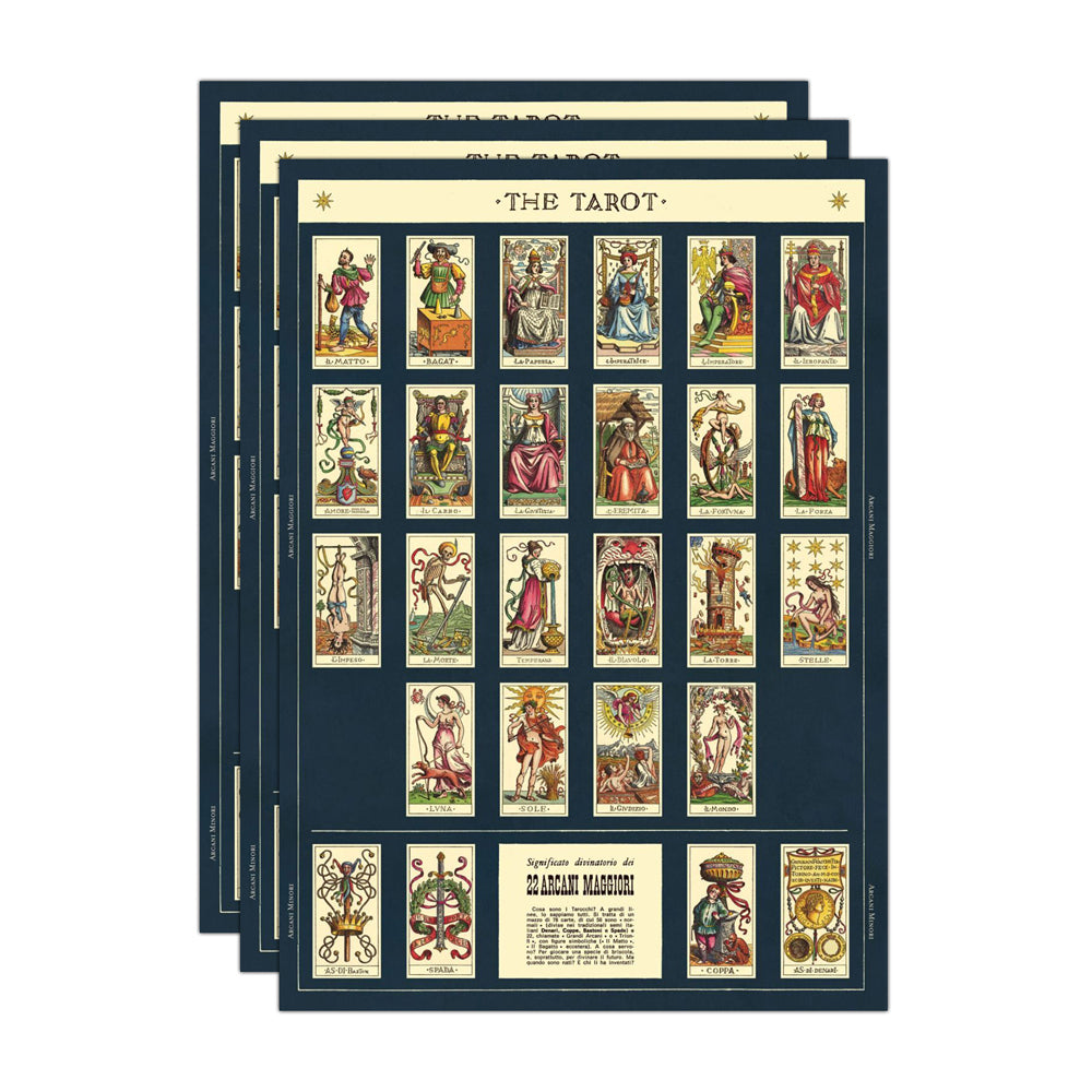 Cavallini Paper Poster Prints/Gift Wrap Wall Art Home Decor 50x70cm Tarot (3 Pack)