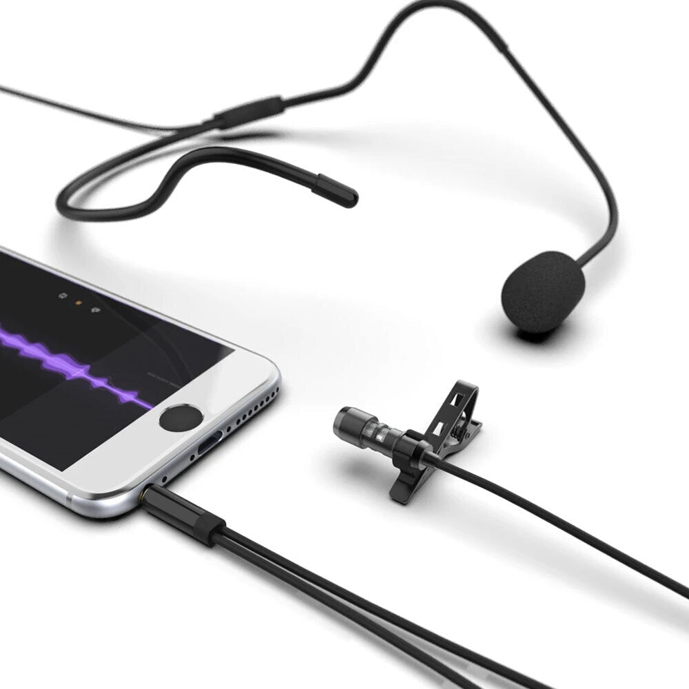 Fifine Technology Fifine C1 Lavalier 3.5mm Microphone w/ Extension Cable for Smartphone/Camera/PC
