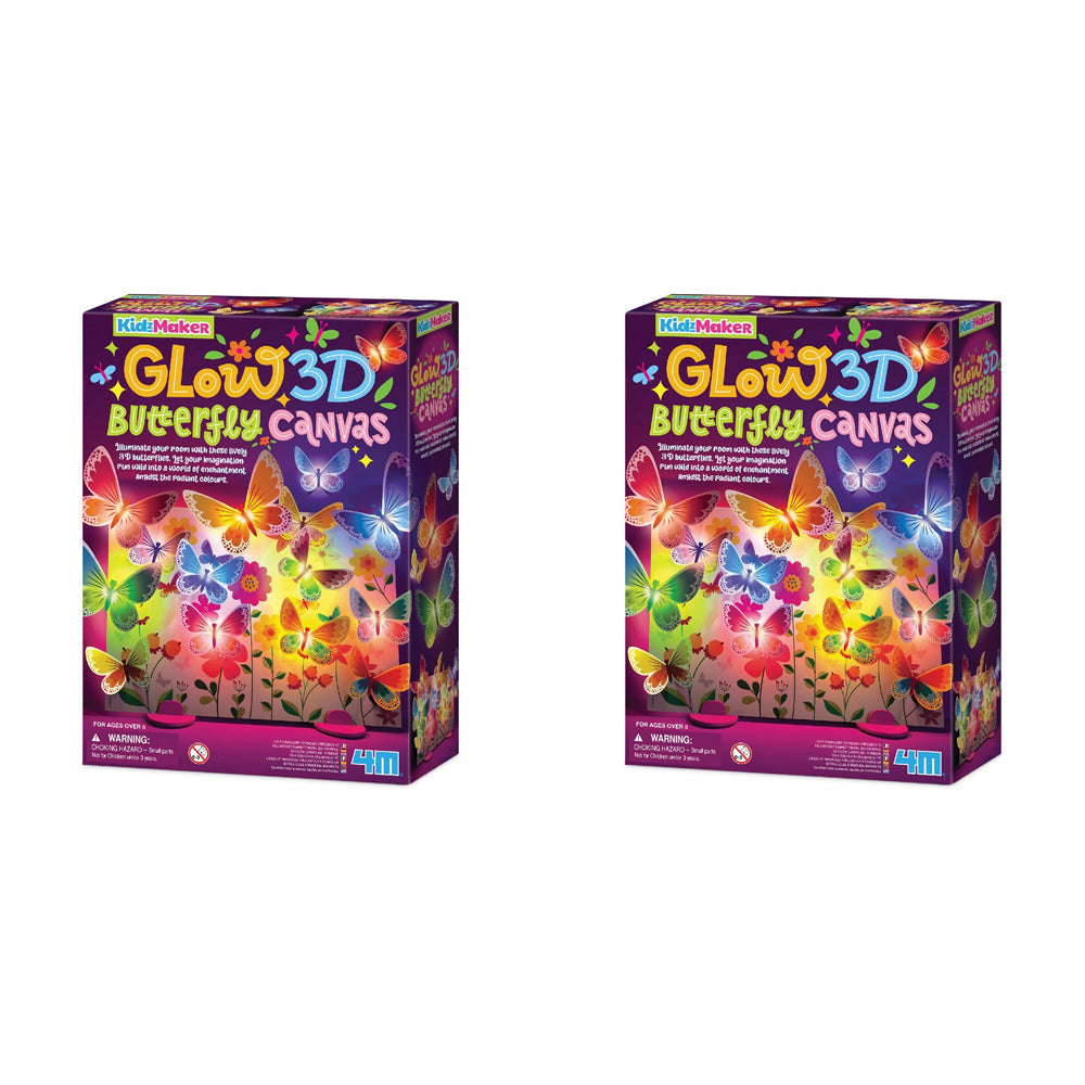 4M KidzMaker 3D Glow Butterfly Art Kit Canvas Kids/Children Room Decor 5y+ (2 Pack)