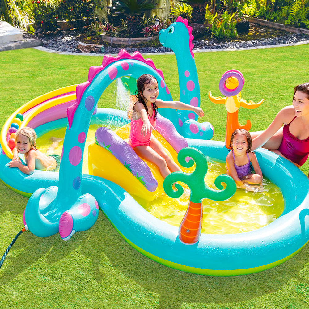 Intex 3.02m x 2.29m Dinoland Kids/Children Pool Water Game Playing Slide Centre — image 2