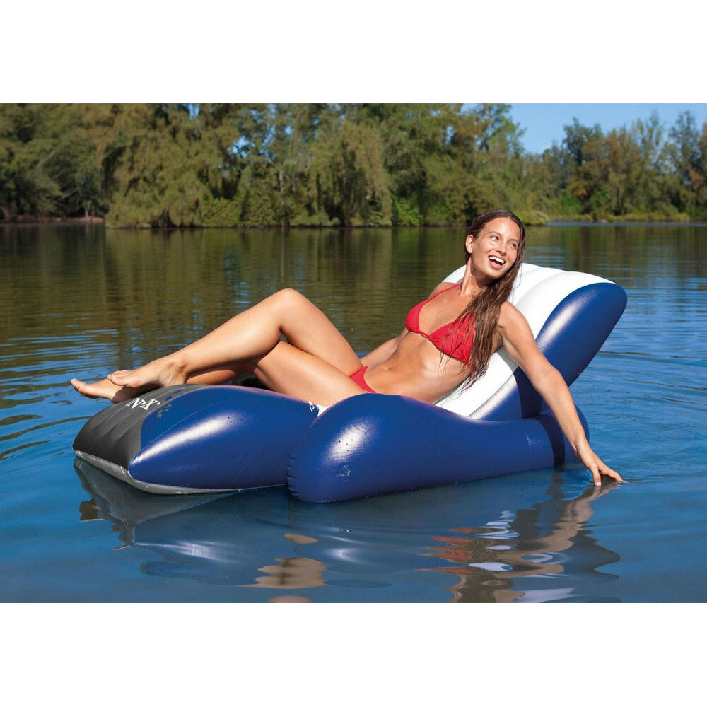 Intex 180cm Inflatable Floating Recliner Lounge Swimming Pool Float 15y+ Blue — image 2