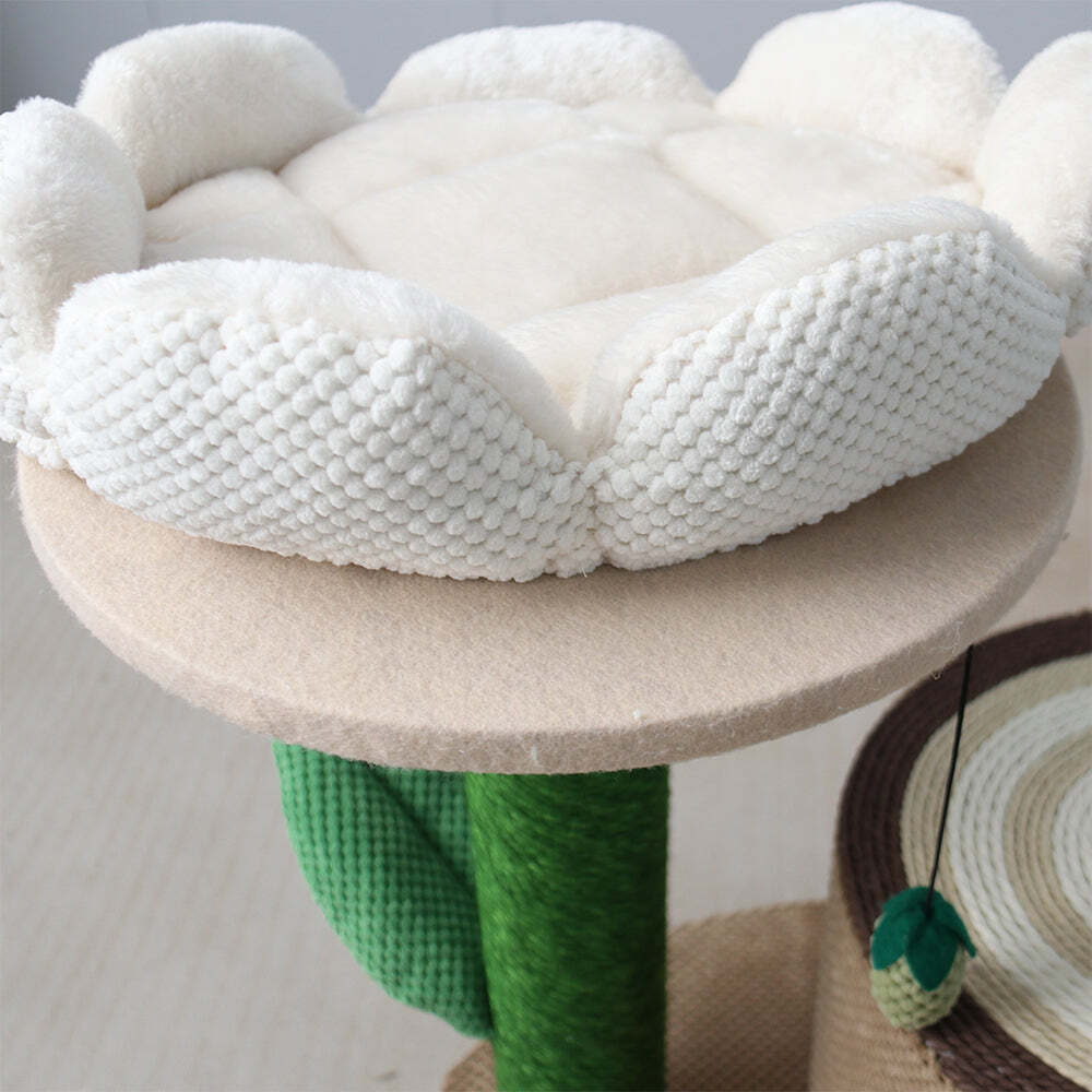Catio Pet Cat Log Scratcher House w/ White Camelia Scratching Tree Furniture — image 7