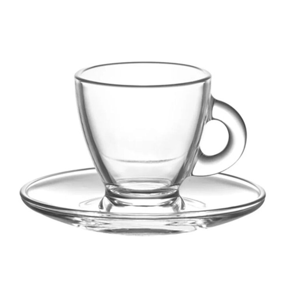 Classica 6pc Classica Aurora Clear Glass Espresso Cup & Saucer Set Dishwasher Safe (2 Pack) — image 2