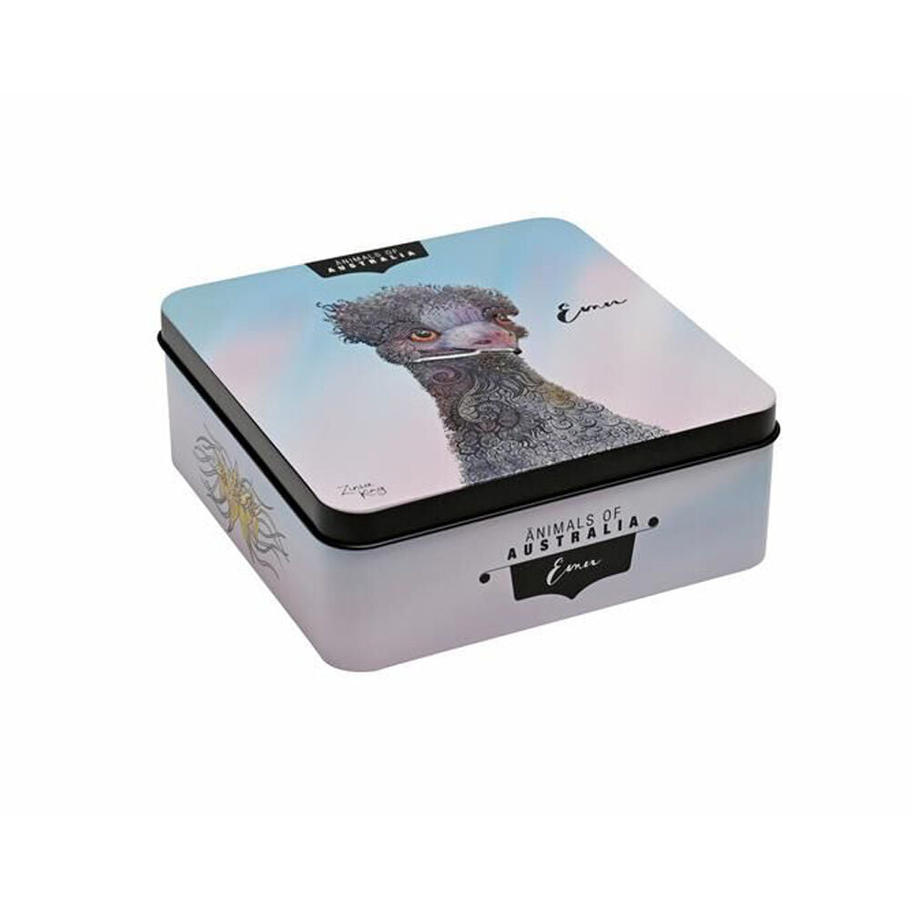Banksia Red 150g Emu Decorative Tin w/Lemon Myrtle Butter Finger Biscuits