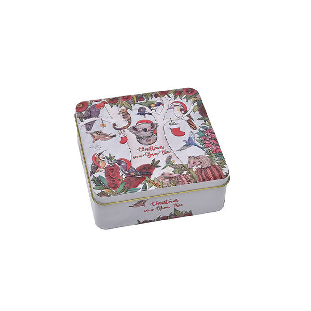 Banksia Red 200g Christmas in a Gum Tree Festive Tin w/Handmade Caramel Fudge