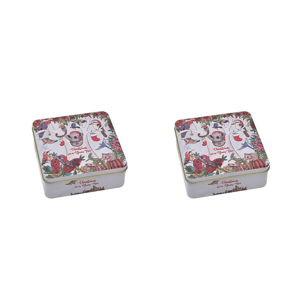 Banksia Red Christmas in Gum Tree Festive Tin w/Handmade Caramel Fudge 200g (2 Pack)