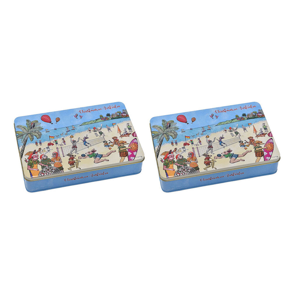 Banksia Red Christmas in Australia Decor Tin w/Aussie Made Biscuits 300g (2 Pack)
