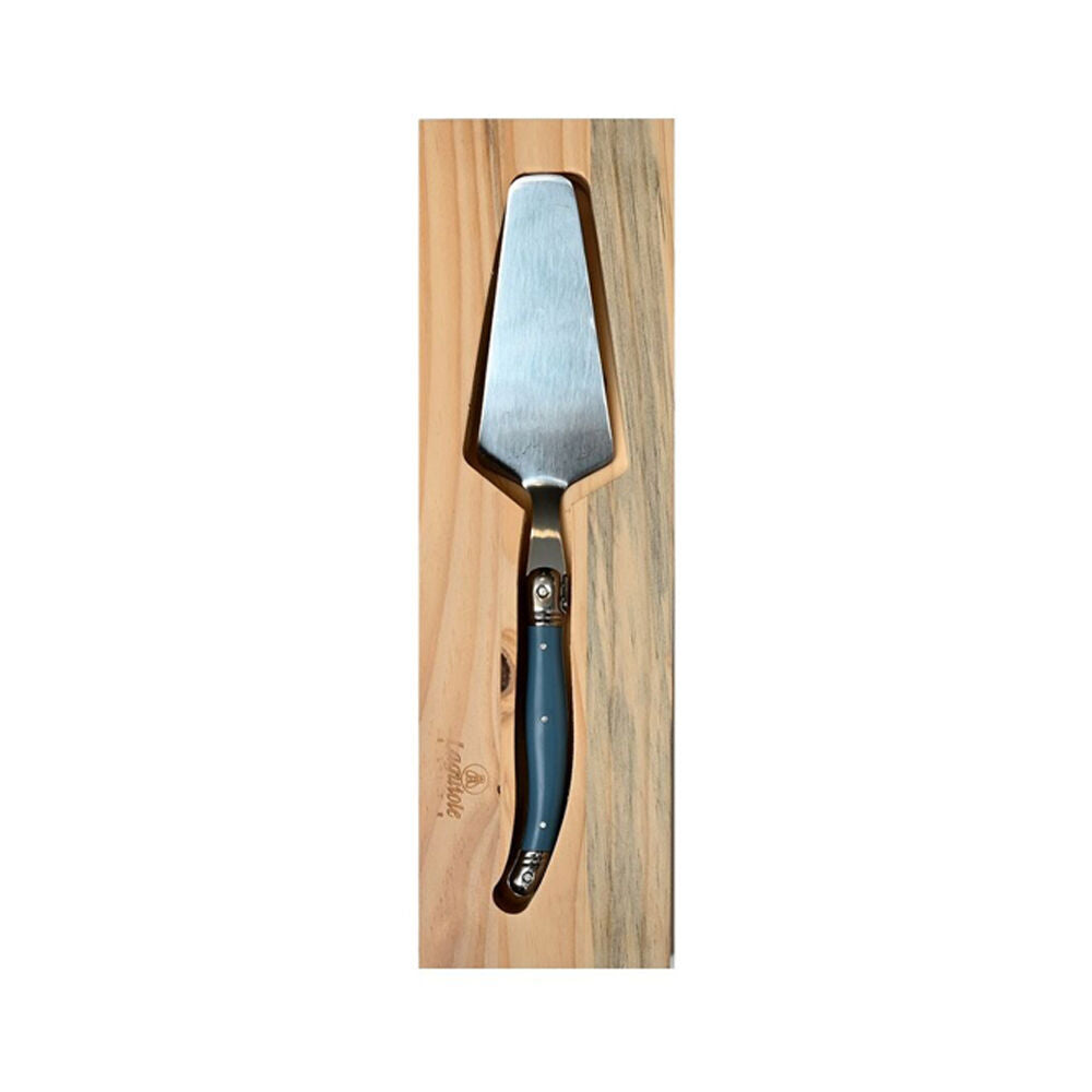 Laguiole Elite Cake Server Stainless Steel w/Pine Wood Tray Dark Blue Handle (2 Pack) — image 2