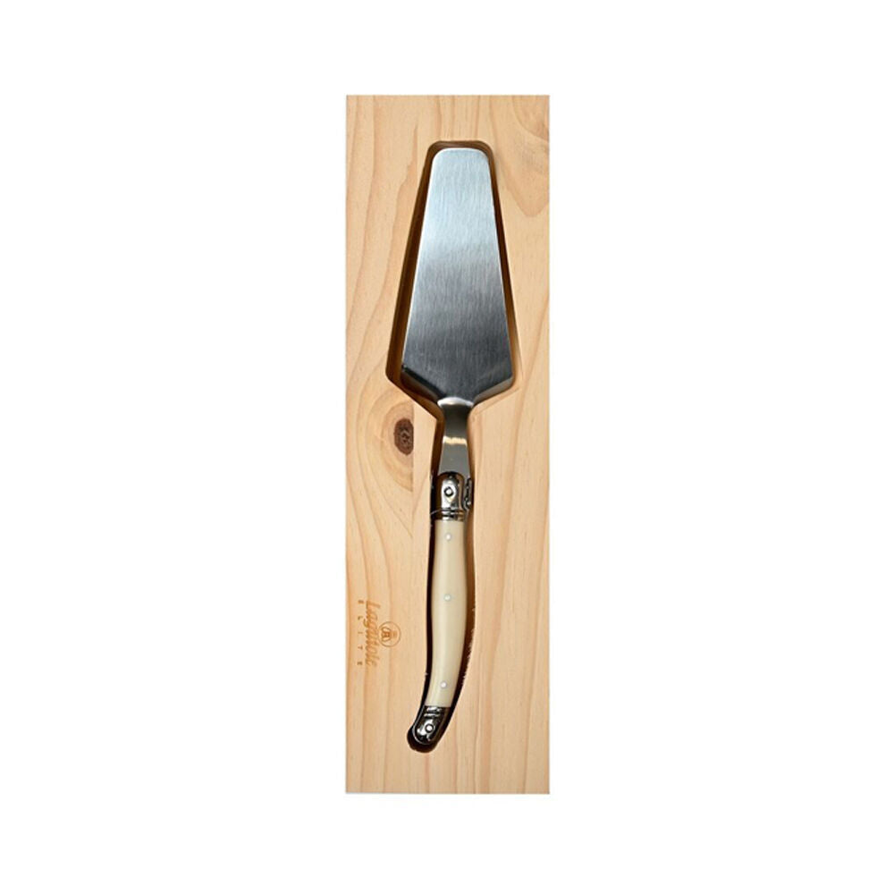 Laguiole Elite Cake Server Stainless Steel w/Pine Wood Tray Pearl Effect (2 Pack) — image 2