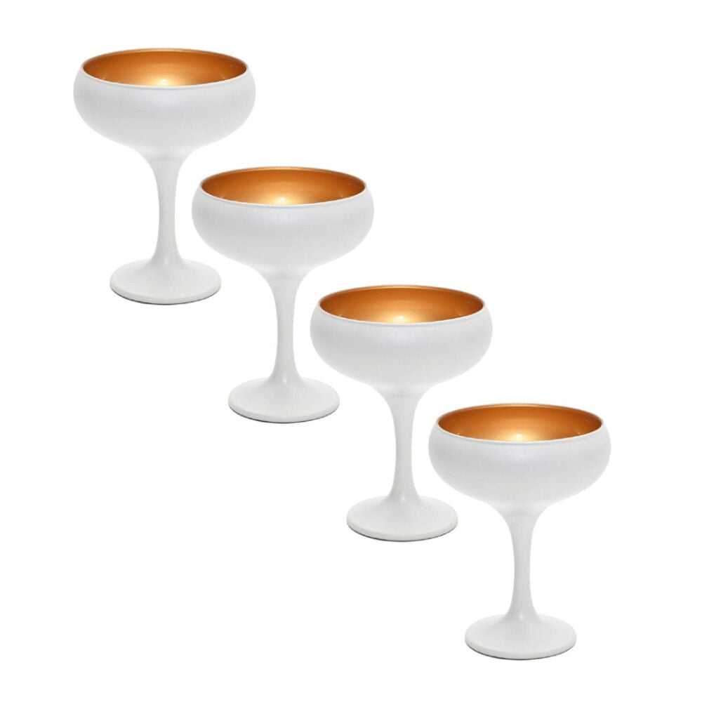 Artcraft Art Craft Luna Coupe Champagne/Martini Glass/Flute 270ml White/Gold (4 Pieces)