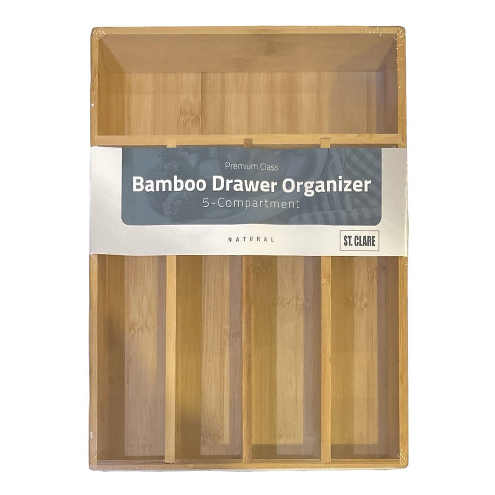 ST Clare St. Clare Cutlery Tray 5 Compartment Bamboo Organiser Kitchen Accessory 35cm — image 3