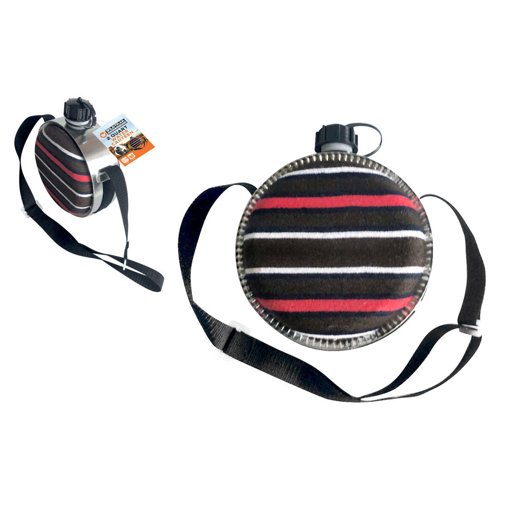 Wildtrak 2-Quart Canteen Flask Travel Water Container w/ Shoulder Strap Black — image 2