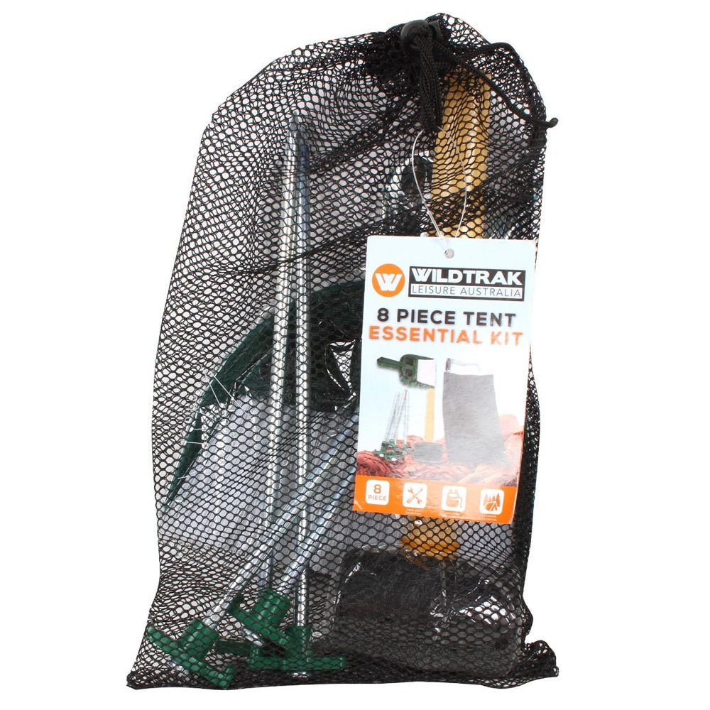 Wildtrak Tent Essential Kit Rubber Mallet/Peg Extractor/Stakes w/ Net Bag (8 Pieces) — image 2