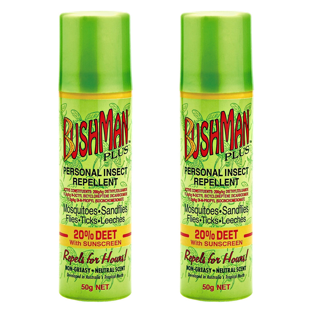Bushman Plus 50g Aerosol Spray Insect Repellant BP50A - Green (2 Pack)